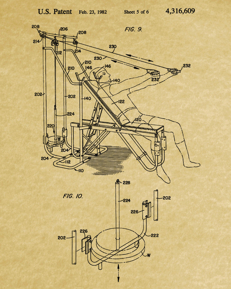 Weight Training Patent Print Body Building Poster Gym Equipment