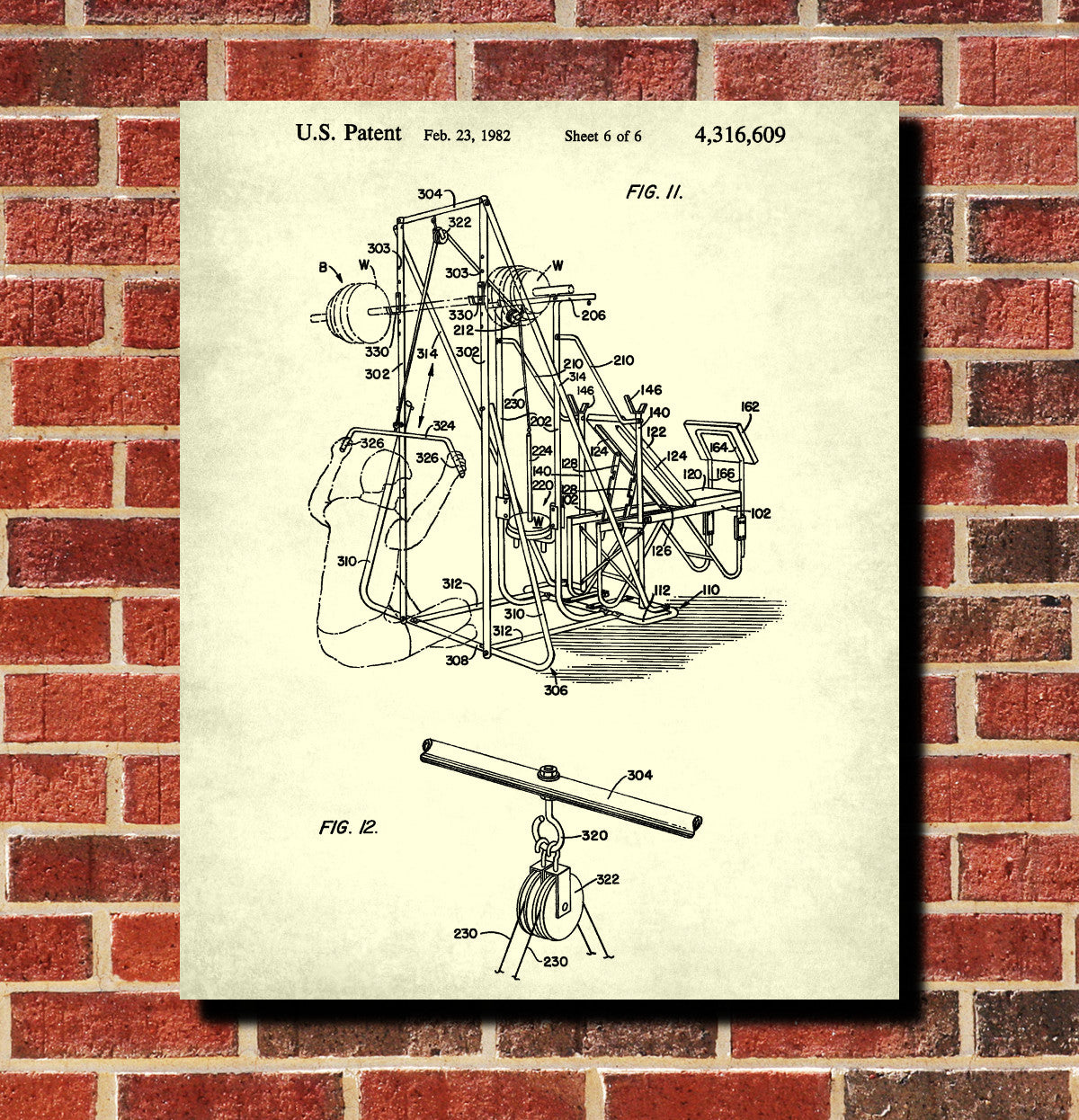 Weights Room Patent Print Body Building Poster Gym Equipment