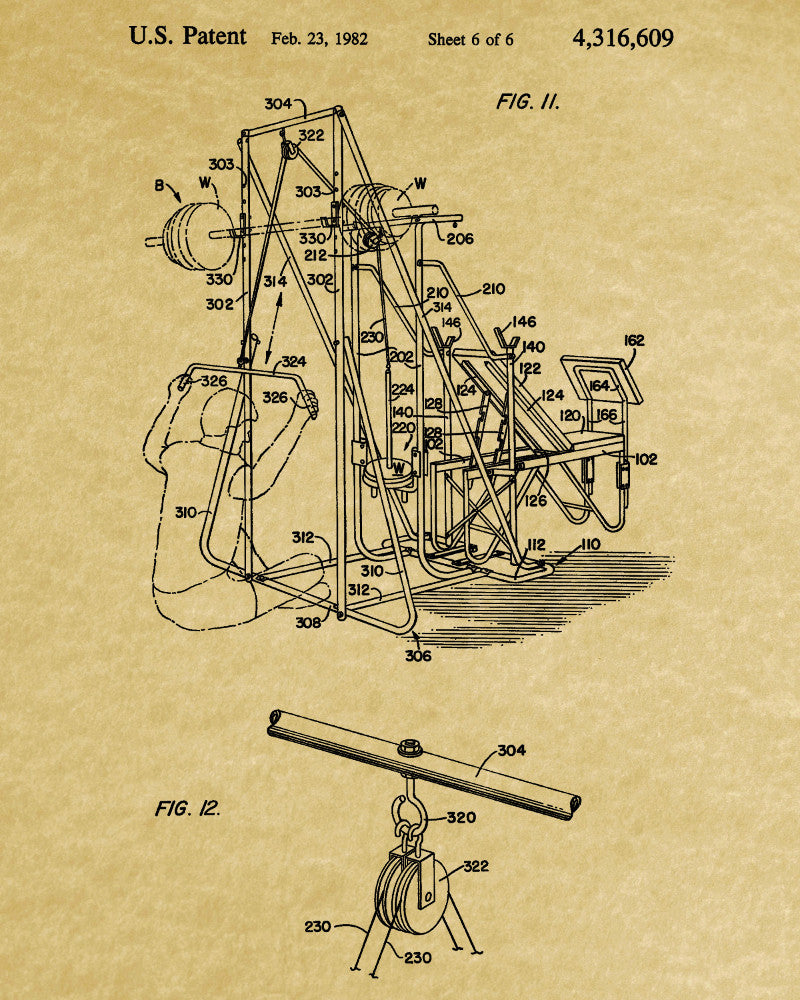 Weights Room Patent Print Body Building Poster Gym Equipment