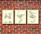 Gym Equipment Patents Set 3 Fitness Wall Art Prints