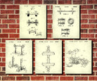 Weight Lifting Patent Prints Set 5 Gym Fitness Posters