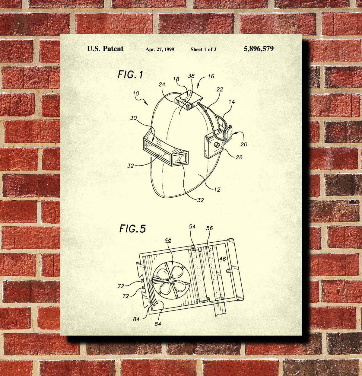 Welding Patent Print Welders Helmet Blueprint Workshop Poster
