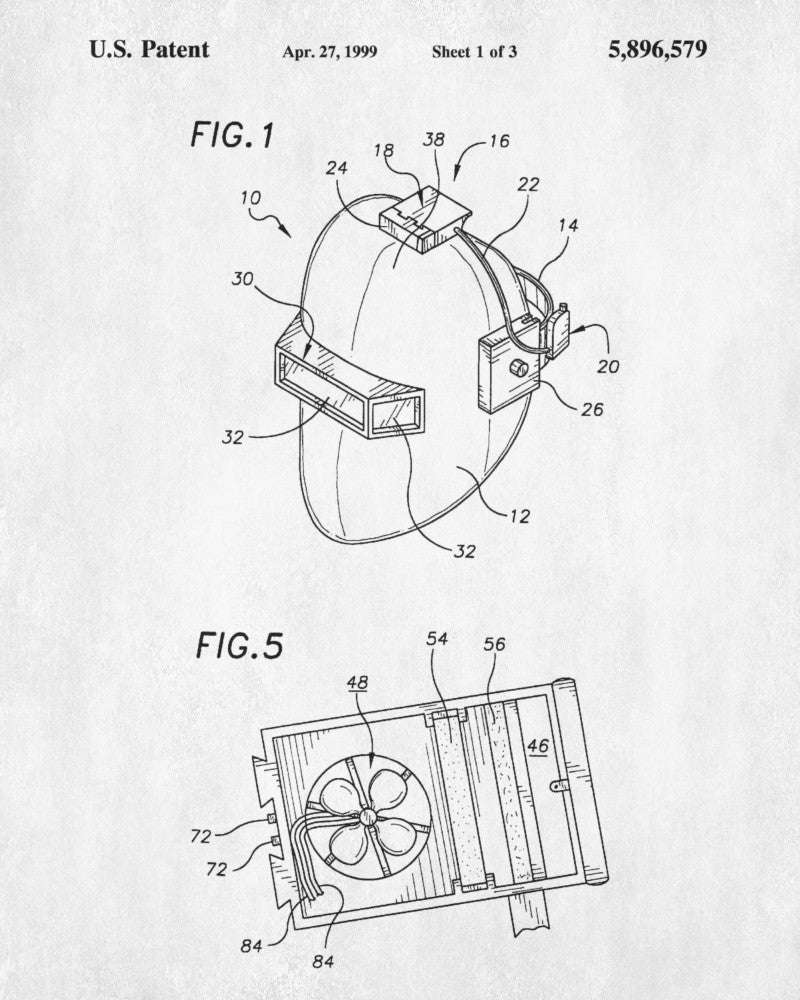 Welding Patent Print Welders Helmet Blueprint Workshop Poster