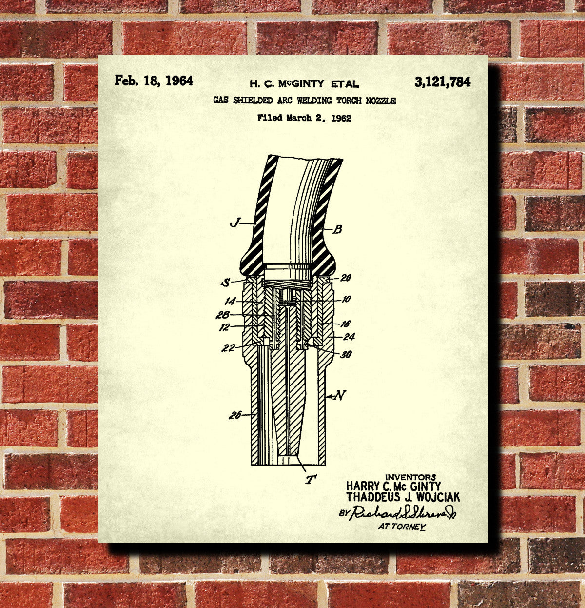 Welding Nozzle Patent Print Welder Blueprint Workshop Poster