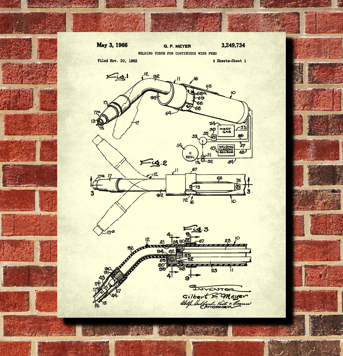 Welding Torch Patent Print Metalworking Blueprint Workshop Poster