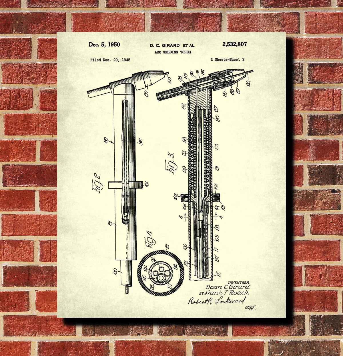 Welding Patent Print Welders Torch Blueprint Workshop Poster
