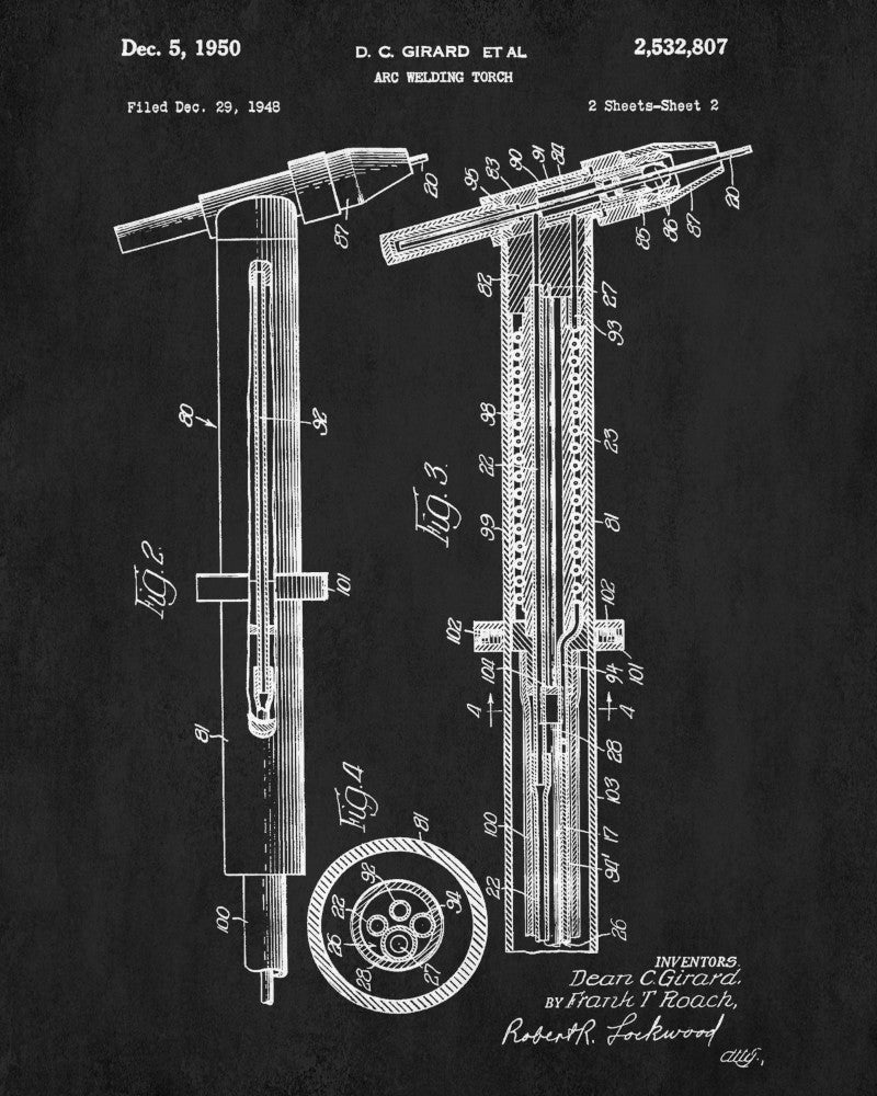 Welding Patent Print Welders Torch Blueprint Workshop Poster