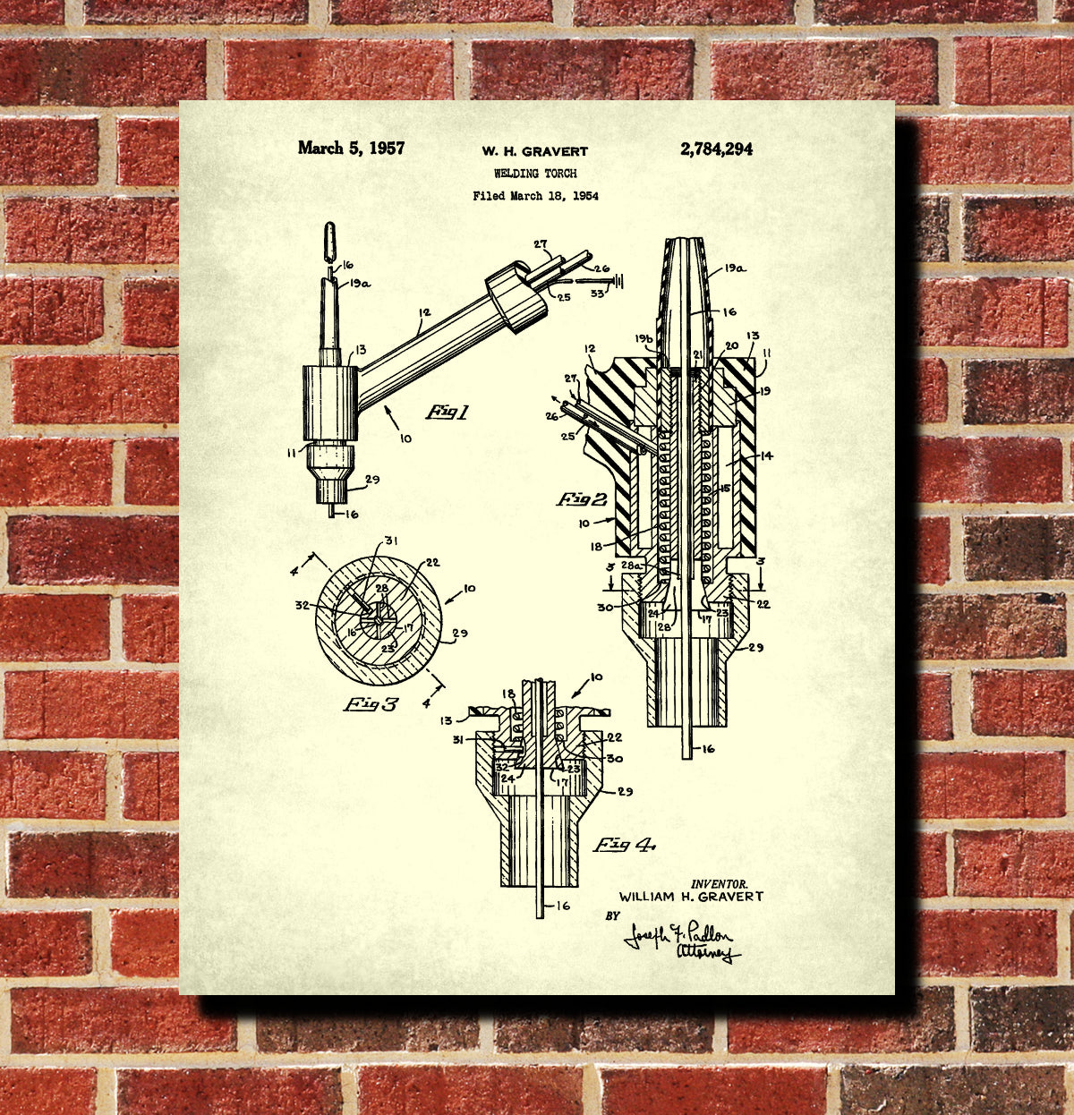 Welding Patent Print Welders Torch Workshop Poster