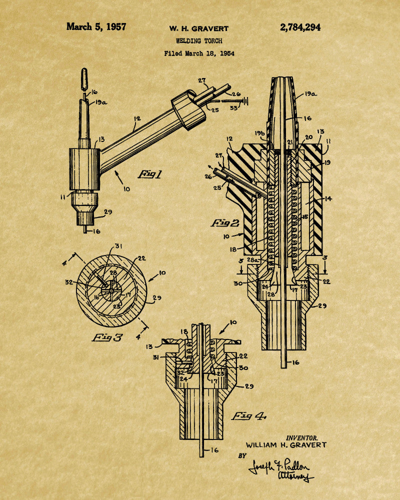 Welding Patent Print Welders Torch Workshop Poster
