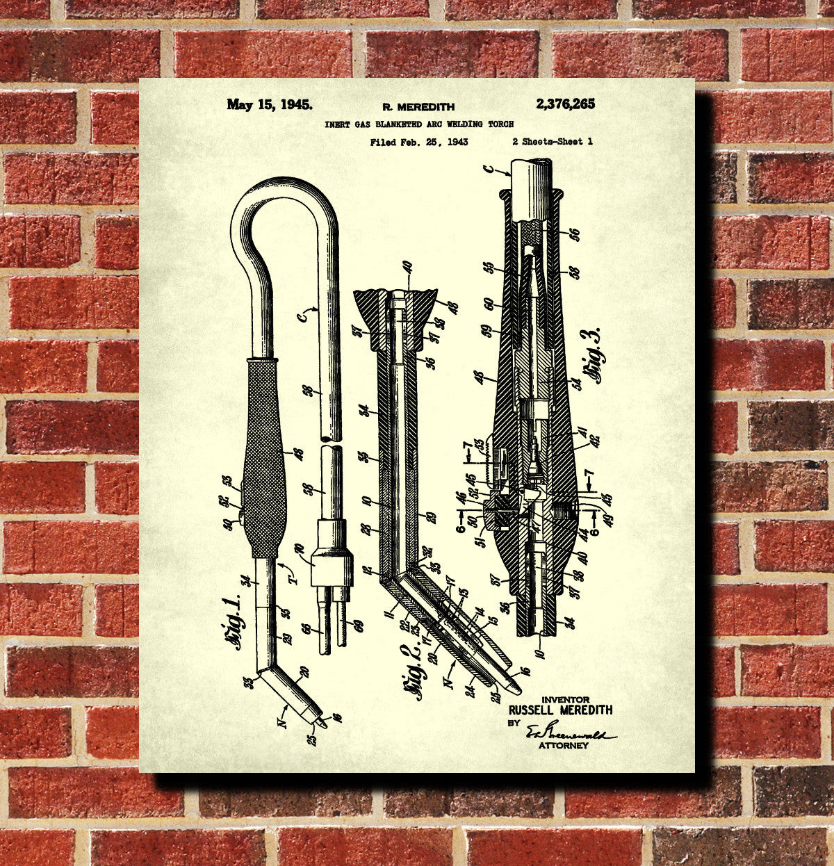 Welding Patent Print Welder Torch Workshop Poster