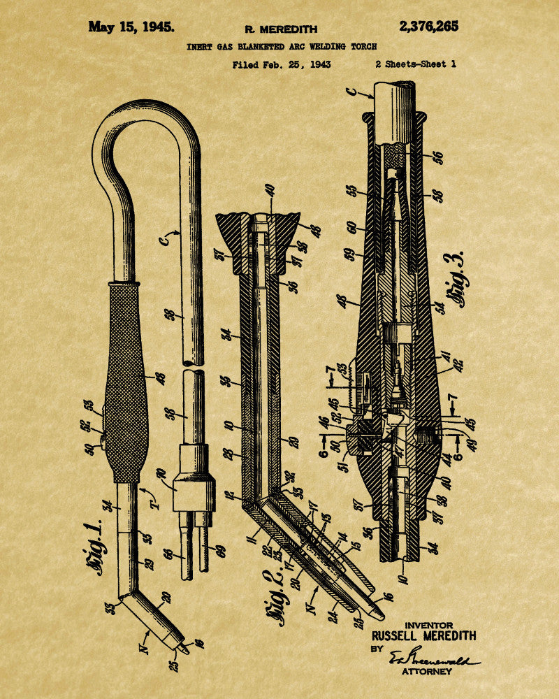 Welding Patent Print Welder Torch Workshop Poster