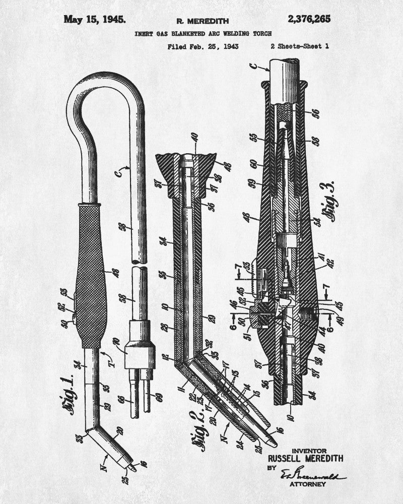 Welding Patent Print Welder Torch Workshop Poster