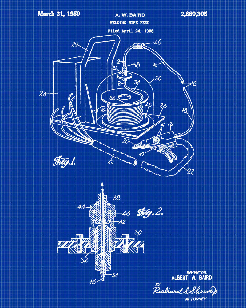 Welding Wire Patent Print Welder Blueprint Workshop Poster