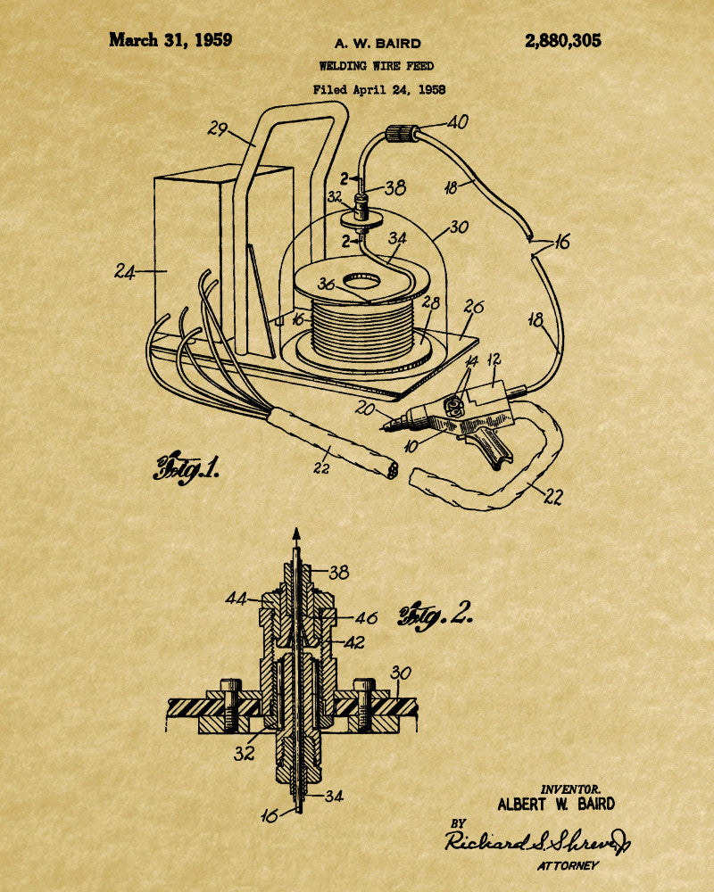 Welding Wire Patent Print Welder Blueprint Workshop Poster