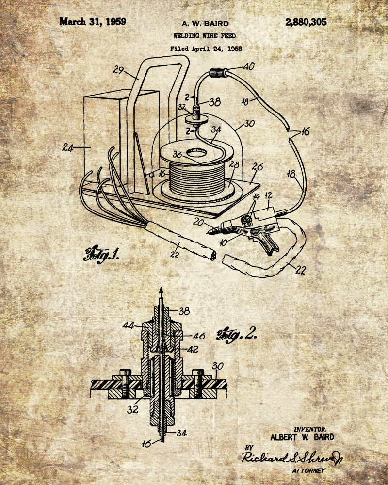 Welding Wire Patent Print Welder Blueprint Workshop Poster
