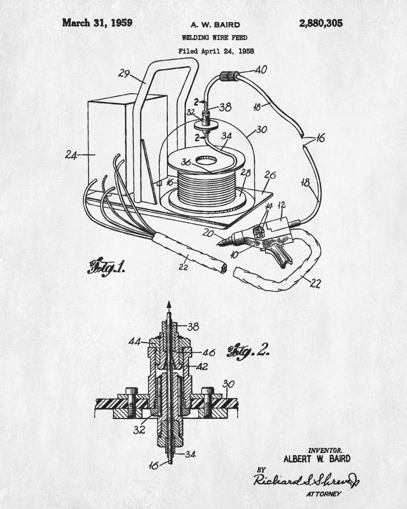 Welding Wire Patent Print Welder Blueprint Workshop Poster