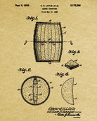 Whiskey Barrel Patent Print Bar Decor Wall Art Pub Poster