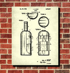 Whiskey Bottle Patent Print Bar Wall Art Pub Decor Poster