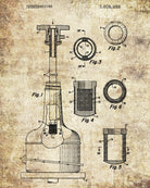 Whiskey Bottle Filling Patent Print Bar Wall Art Pub Decor Poster