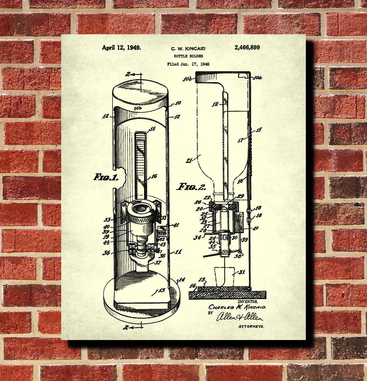 Whiskey Dispenser Patent Print Bar Wall Art Pub Decor Poster