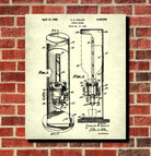 Whiskey Dispenser Patent Print Bar Wall Art Pub Decor Poster