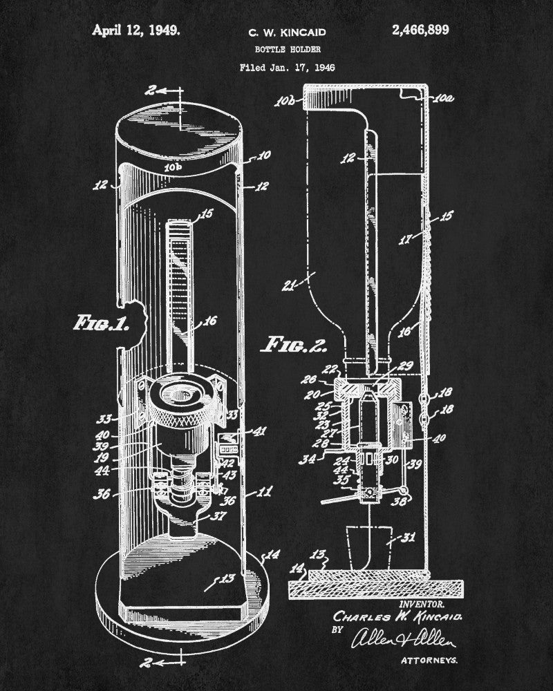 Whiskey Dispenser Patent Print Bar Wall Art Pub Decor Poster