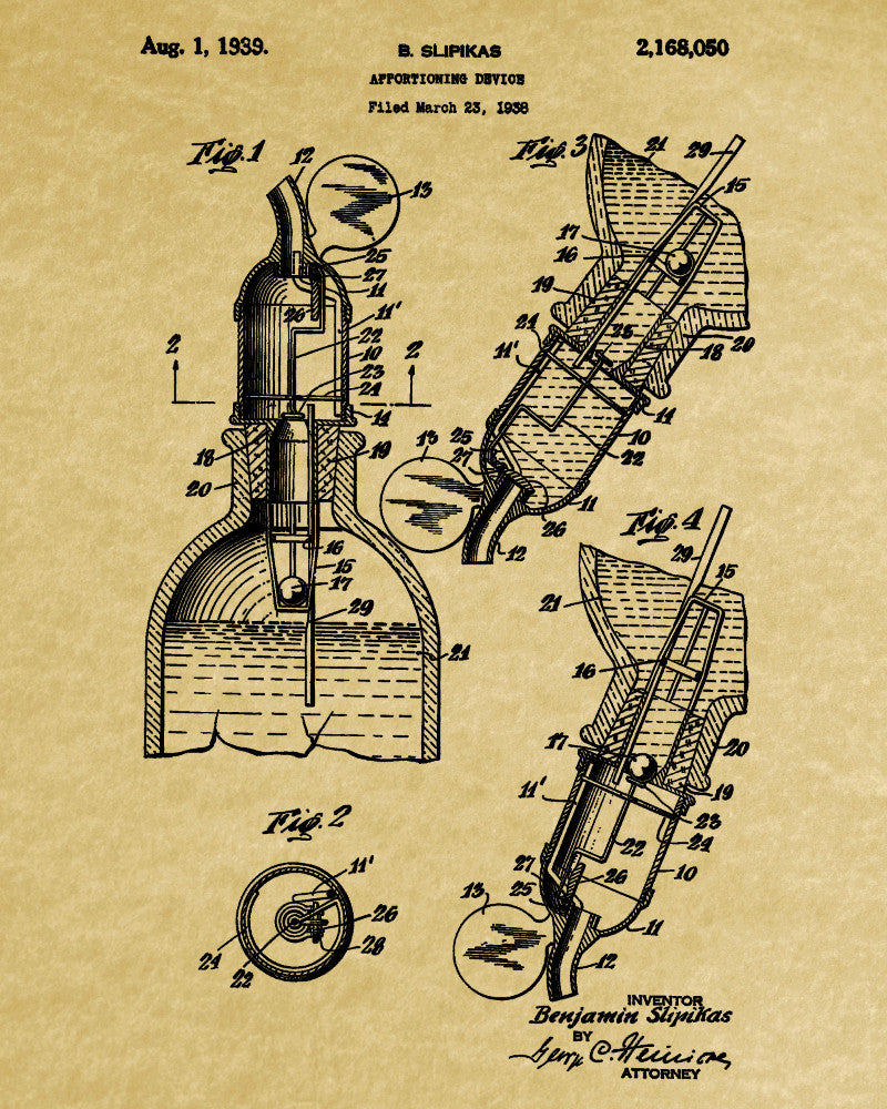 Whiskey Measure Patent Print Bar Wall Art Pub Decor Poster