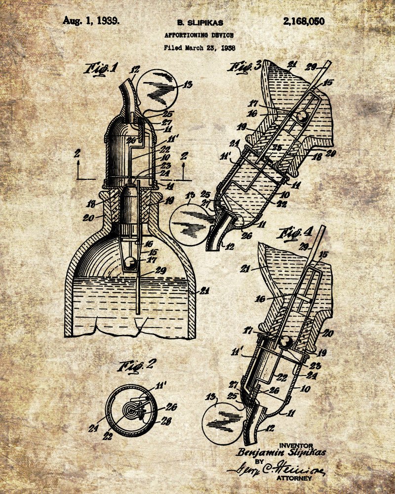 Whiskey Measure Patent Print Bar Wall Art Pub Decor Poster