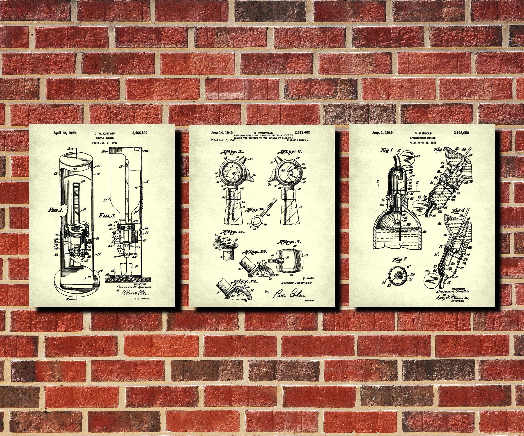 Whiskey Patent Prints Set 3 Cafe Posters Bar Wall Art