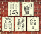 Whiskey Patent Prints Set 5 Cafe Posters Bar Wall Art
