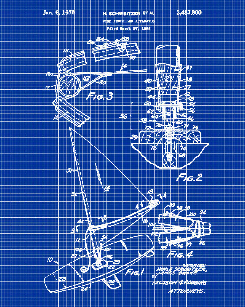 Windsurfer Patent Print Nautical Art Windsurfing Poster