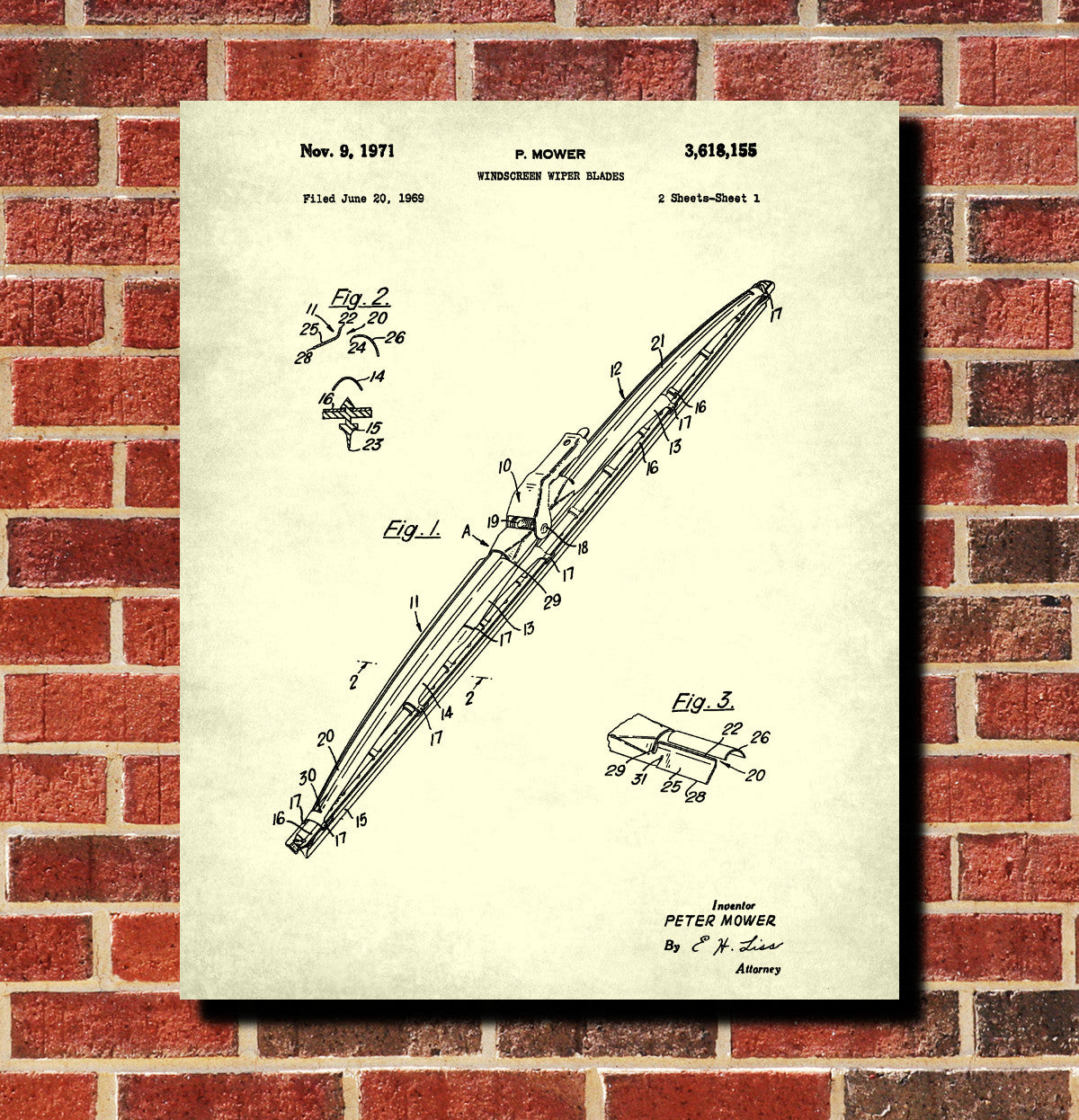 Windscreen Wipers Patent Print Garage Blueprint Workshop Poster