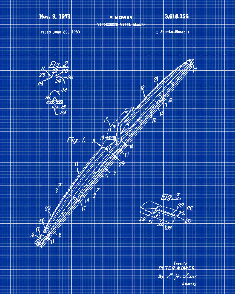 Windscreen Wipers Patent Print Garage Blueprint Workshop Poster