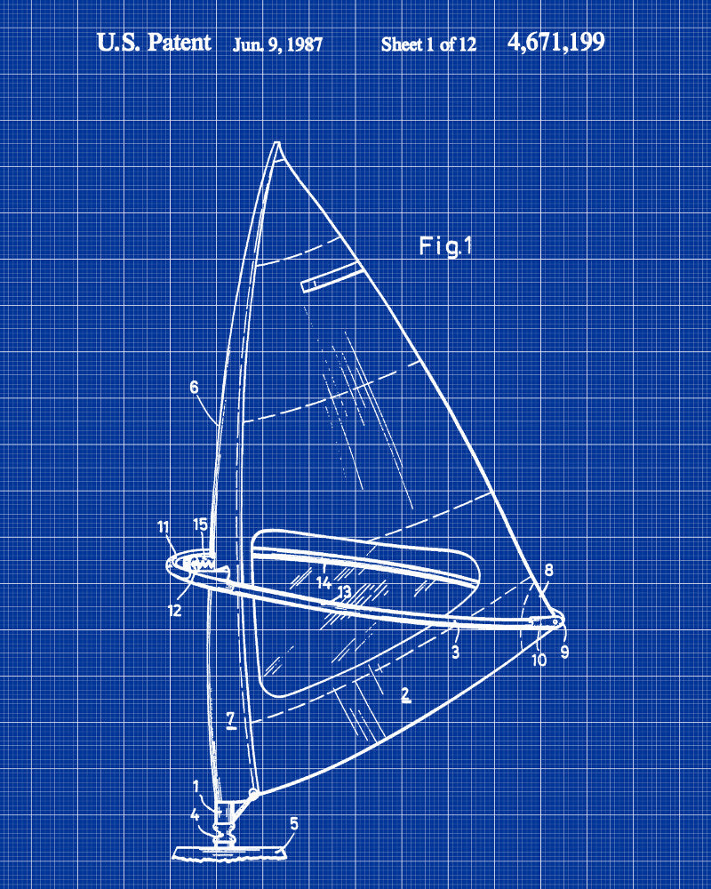 Windsurfer Patent Print Nautical Art Windsurfing Poster