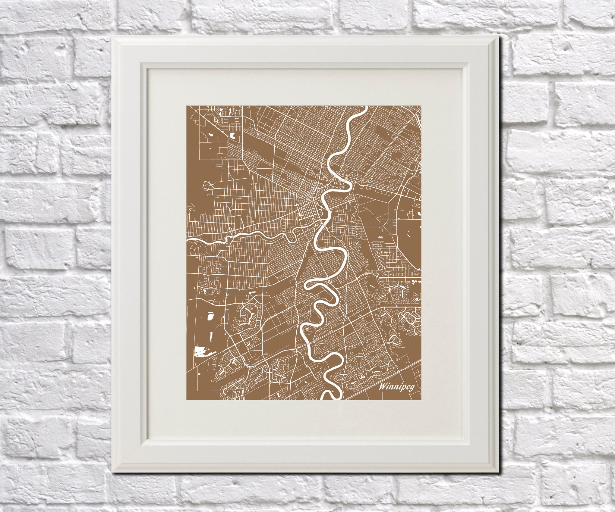 Winnipeg Street Map Print Feature Wall Art Poster