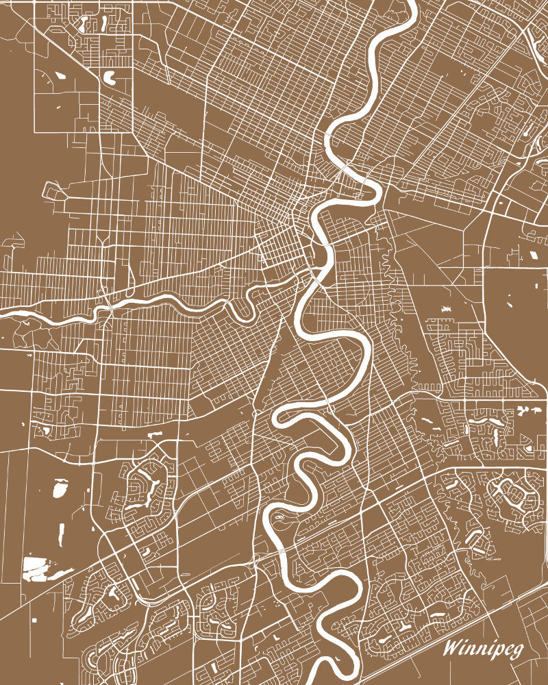 Winnipeg Street Map Print Feature Wall Art Poster