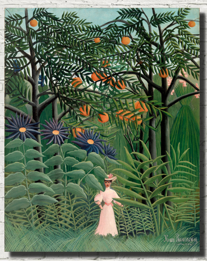 Henri Rousseau, Post- Impressionist Fine Art Print, Woman Walking in Exotic Forest