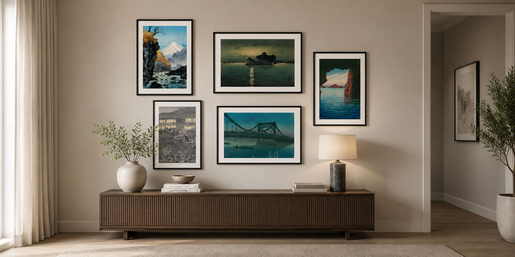 Framed prints in a Gallery Wall - Japanes art from GalleryThane