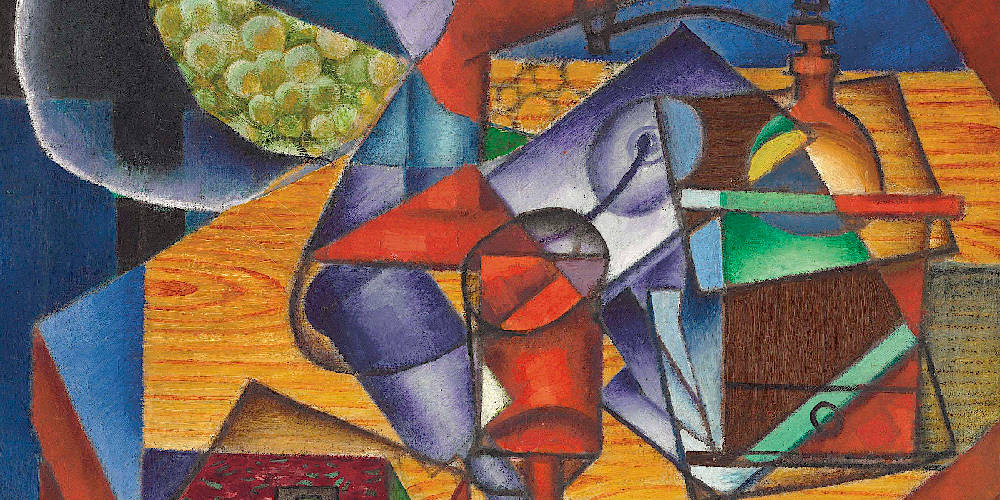 Moulin à café, verre à pied et boîte de thé, Jean Metzinger