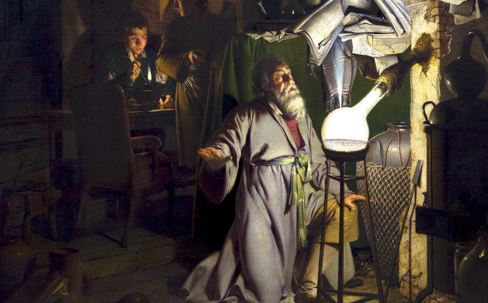 The Alchemist Discovering Phosphorus - Joseph Wright of Derby – GalleryThane