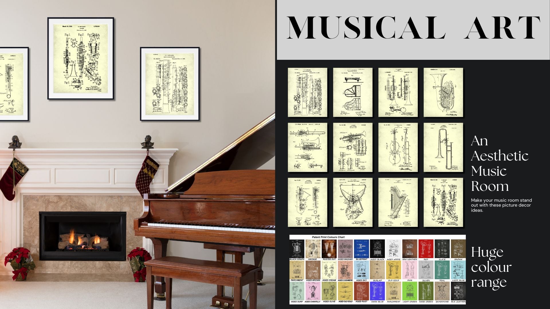 Musical Instruments - Blueprints Wall Art