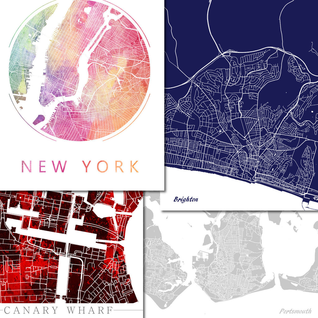 City Street Map Art Collection - Any City Worldwide