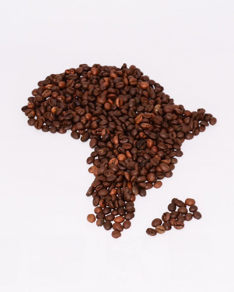 coffee beans in shape of africa