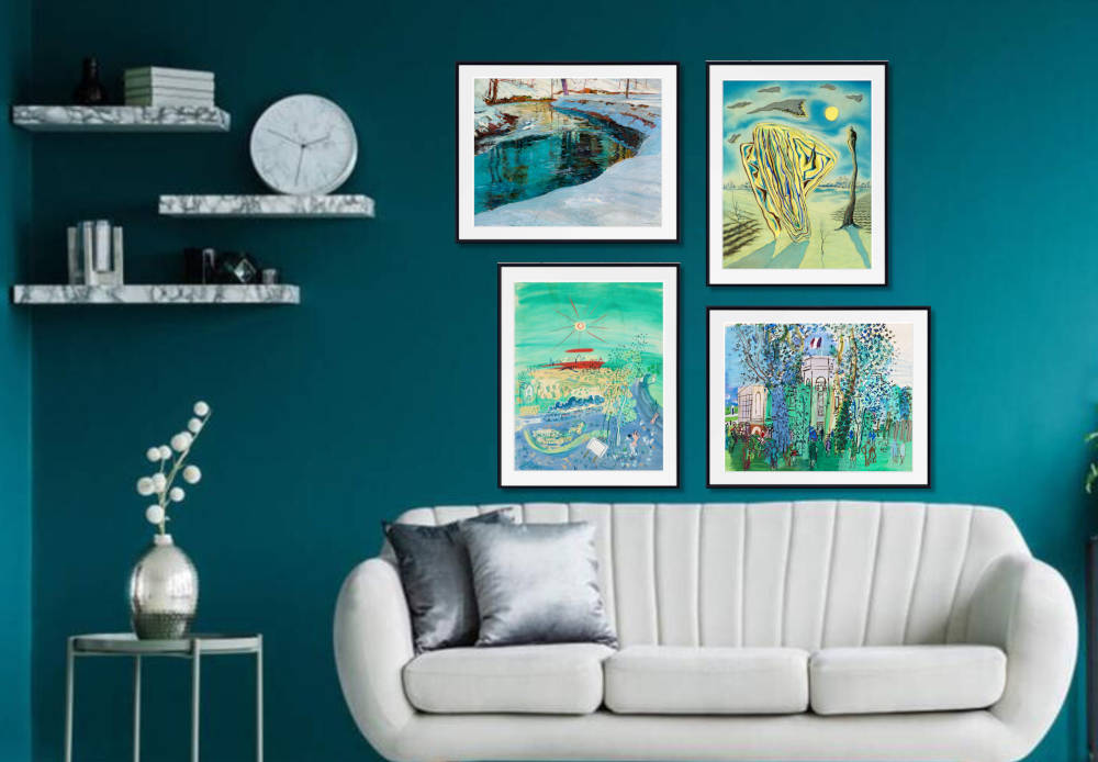 Turquoise wall art collection