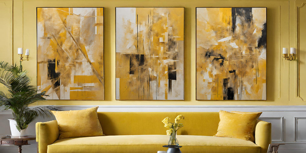 Large living room wall art abstract canvas panels