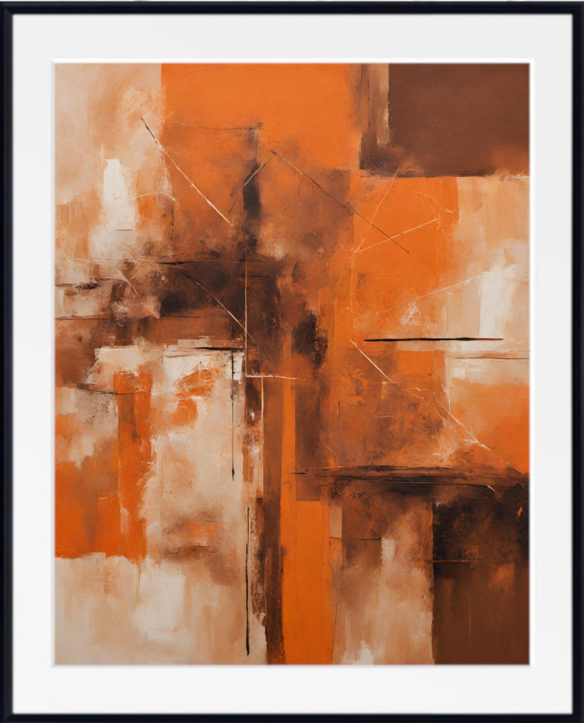 Extra Large Abstract Wall Art, Orange Print