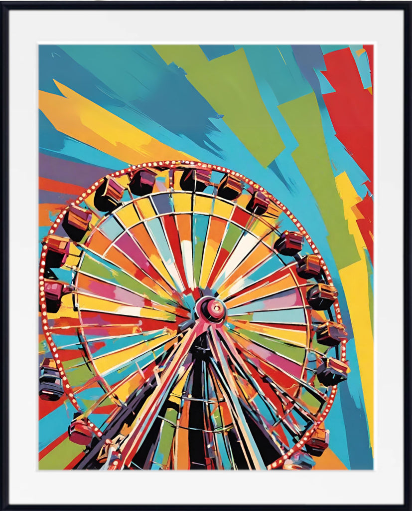 Pop Art Print - Fairground Carousel, Ferris Wheel