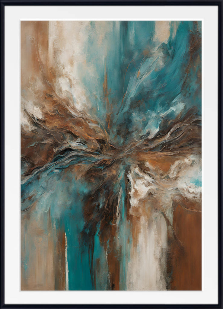 Extra Large Abstract Wall Art, Set of 2 Beige, Teal, Turquoise Prints