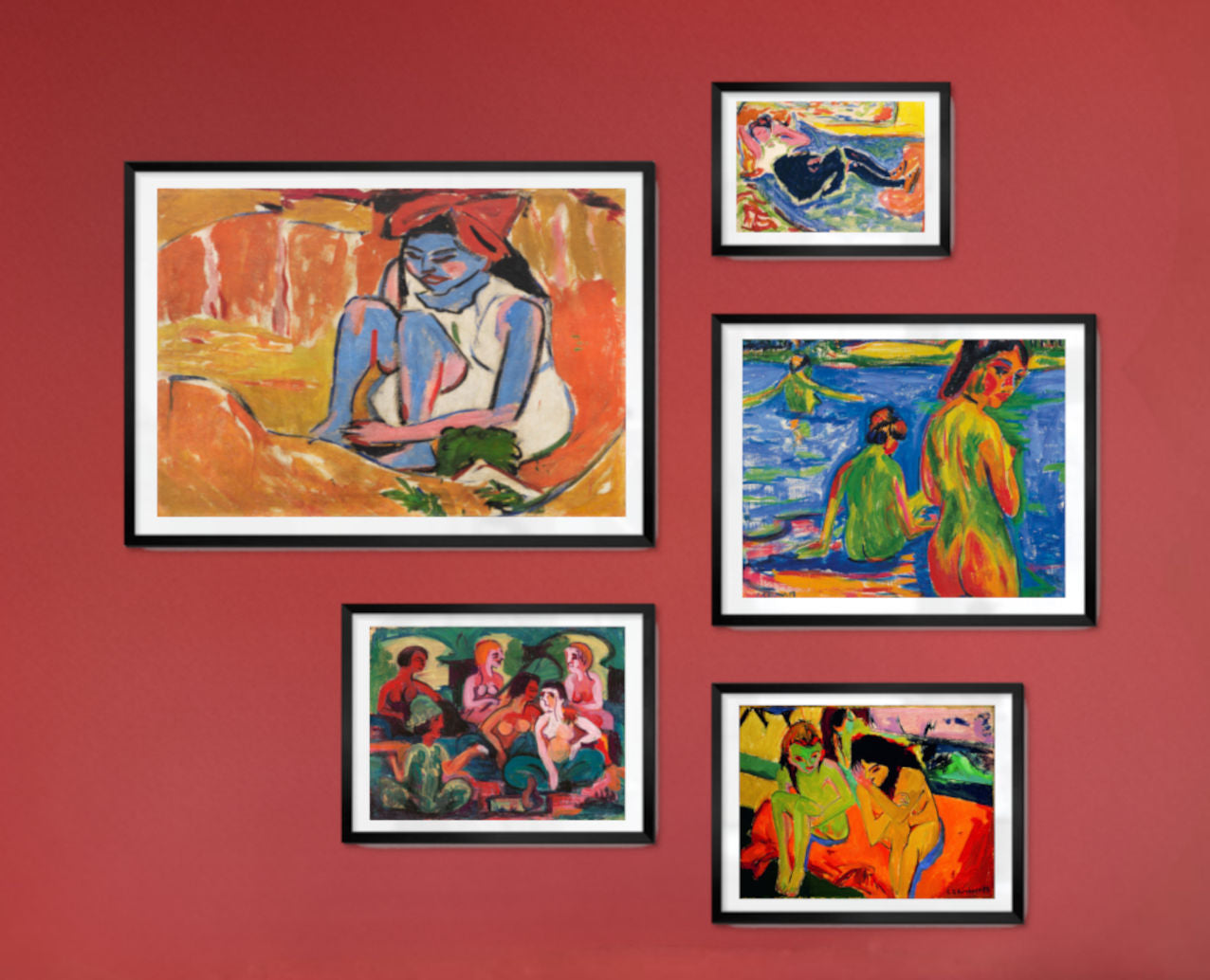 Bedroom Art Gallery Wall Set of Framed Prints, Ernst Ludwig Kirchner