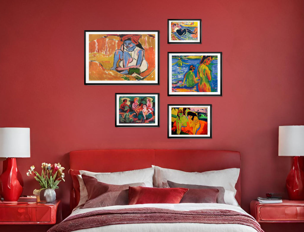 Bedroom Art Gallery Wall Set of Framed Prints, Ernst Ludwig Kirchner